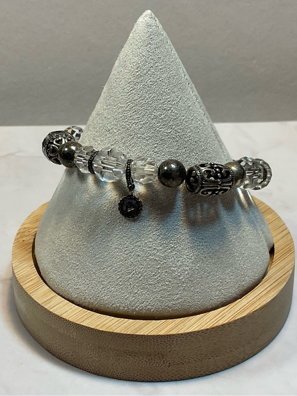 Vintage Brighton Clear Faceted Swarovski Crystal Bead Stretch Bracelet